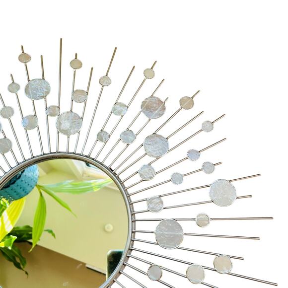 SUNBURST MIRROR silver w/ capiz shells - read - Picture 5 of 13